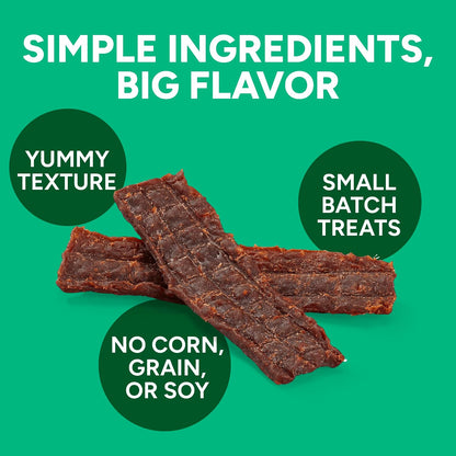 Wag More Bark Less Dog Treats Jerky KC BBQ Chicken 10 Oz | Meaty Jerky, Kansas City Style BBQ Scent, Grilled Chicken Color, Made with Real Ingredients, Gourmet Small Batch