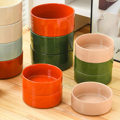Ceramic Dog Bowl Set & Stand, Medium, Anti-Slip - Rust Red