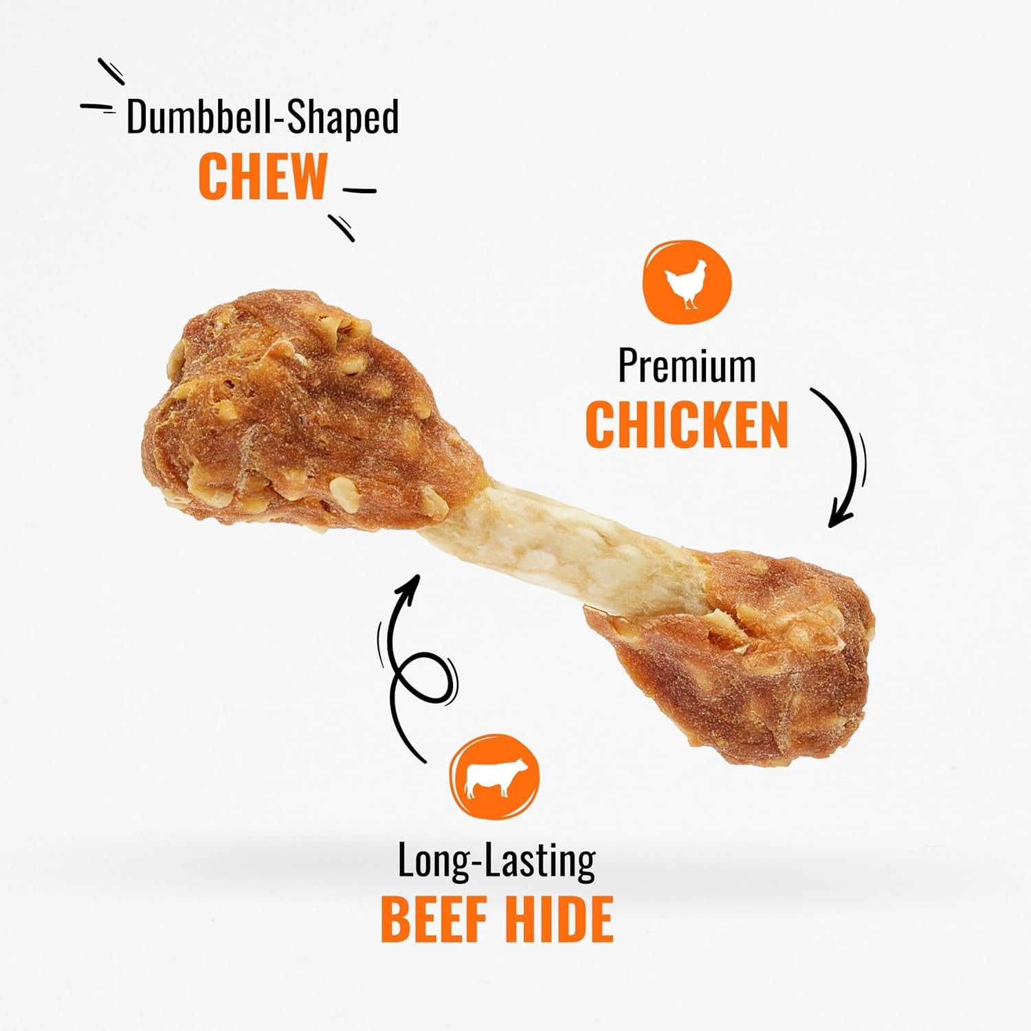 Dumbbells Long-Lasting Dog Treat for Small Dogs, 12 Oz | Made with Real Protein, Premium Chicken and Beef Hide Chew, Supports Dental Health, Mental Stimulation, for Adult Dogs