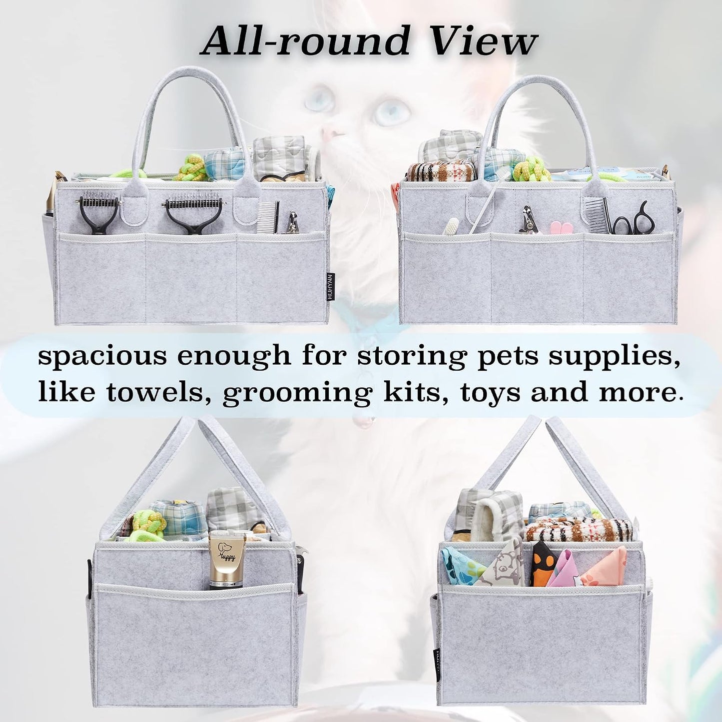 Pet Grooming Tote for Grooming Supplies - Sliver Grey