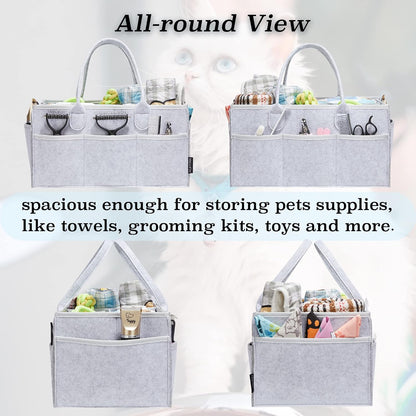 Pet Grooming Tote for Grooming Supplies - Sliver Grey