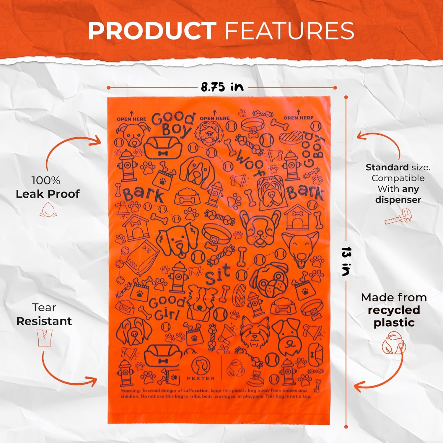 Dog Poop Bags Rolls, Leak-Proof & Unscented