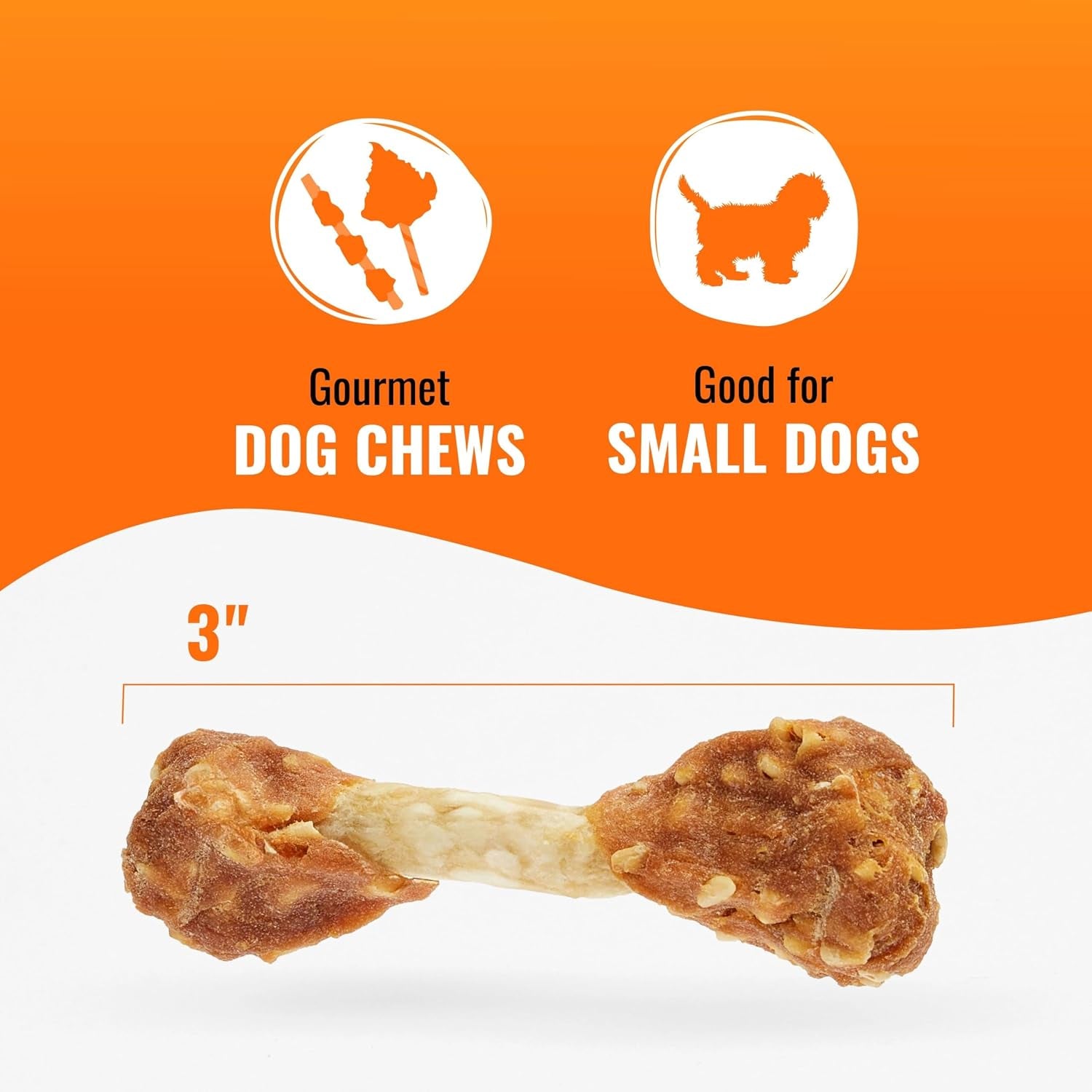 Dumbbells Long-Lasting Dog Treat for Small Dogs, 12 Oz | Made with Real Protein, Premium Chicken and Beef Hide Chew, Supports Dental Health, Mental Stimulation, for Adult Dogs