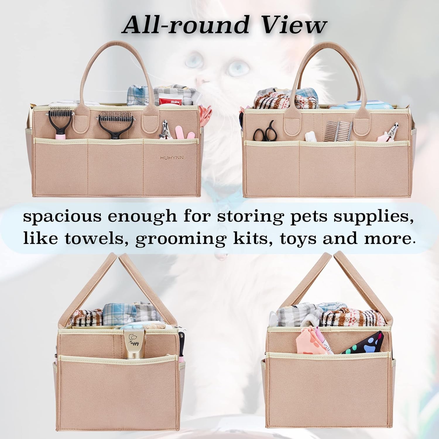 Pet Grooming Tote for Grooming Supplies - Khaki