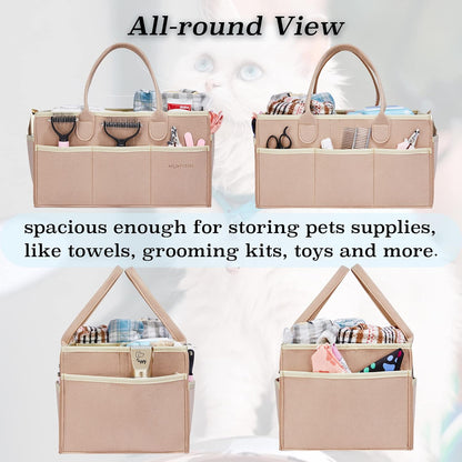 Pet Grooming Tote for Grooming Supplies - Khaki
