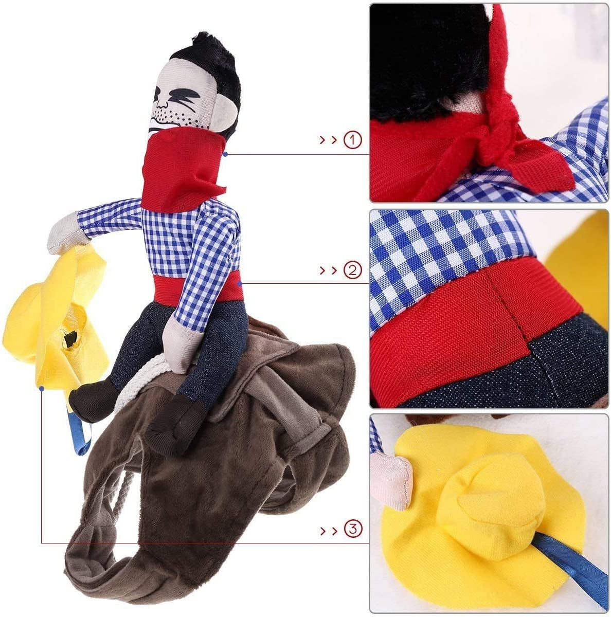 Cowboy Rider Dog Costume for Dogs Outfit Knight Style with Doll and Hat Pet Costume (L)