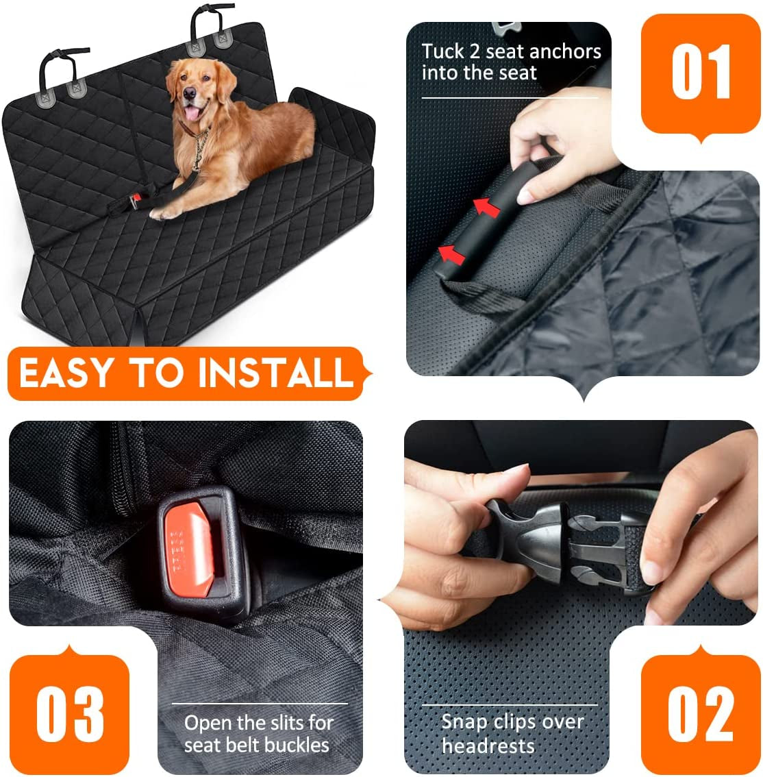 Corgi Car Seat Cover, Back Seat Cover Car Seat Protector | Waterproof Rear Seat Cover Durable Car Seat Cover, Fits Middle Armrest for Most Cars Suvs Trucks (53” Width)- Black