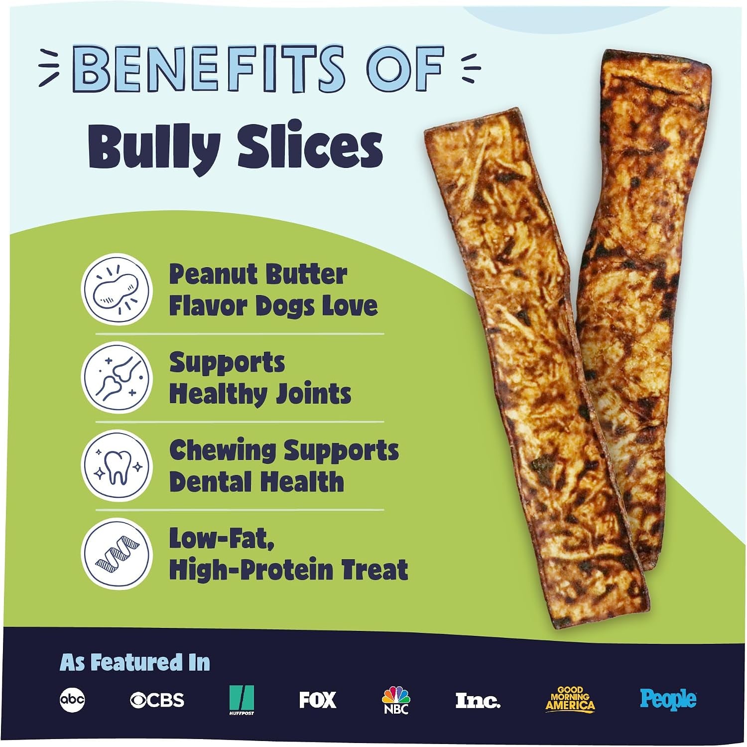 Bully Slices Premium Rawhide Chew Sticks, Peanut Butter Flavor - Low Fat, High Protein, Long-Lasting Treat for Dogs - No Artificial Ingredients - 1 Lb Bag - Packaging May Vary