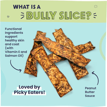 Bully Slices Premium Rawhide Chew Sticks, Peanut Butter Flavor - Low Fat, High Protein, Long-Lasting Treat for Dogs - No Artificial Ingredients - 1 Lb Bag - Packaging May Vary