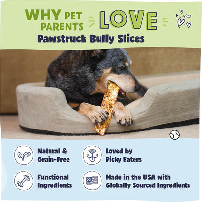 Bully Slices Premium Rawhide Chew Sticks, Peanut Butter Flavor - Low Fat, High Protein, Long-Lasting Treat for Dogs - No Artificial Ingredients - 1 Lb Bag - Packaging May Vary