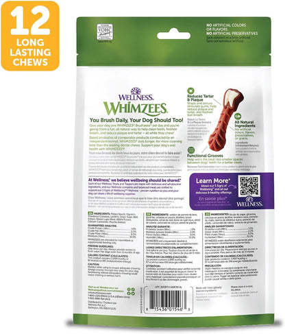 Wellness Brushzees Natural Dog Dental Treat, VOHC Accepted Chews, Freshens Breath, Medium Size, 12.7 Oz Bag, 12 Count